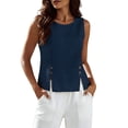 thumbnail image 6 of Roncen Women's Sleeveless Blouse Tops Split Loose Crewneck Casual Tank Top, 6 of 9