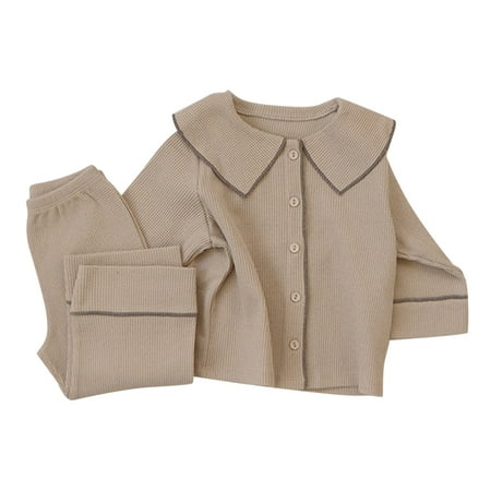 

Fsqjgq Girls Sweatpants and Jacket Set Baby Girls Boys Autumn Solid Long Sleeve Shirt Long Pants Set Sleepwear Outfits Clothes Dress Clothes Size 7 Boys Cotton Khaki 100