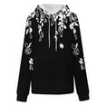 thumbnail image 4 of WREESH Women's Trendy Oversized Hoodie Fashion Floral Print Long Sleeve Casual Sweatshirt Drawstring Hooded Pullover Black, 4 of 5