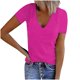 thumbnail image 1 of Tops de Color Sólido para las Mujeres, Manga Corta con Cuello en V Suéter Blusa de Moda para Ocasional, Fiesta Y Trabajo, 1 of 7