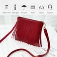 thumbnail image 5 of Bolso bandolera con borlas de piel para niña Cartera para mujer Bolso de hombro diario, 5 of 5