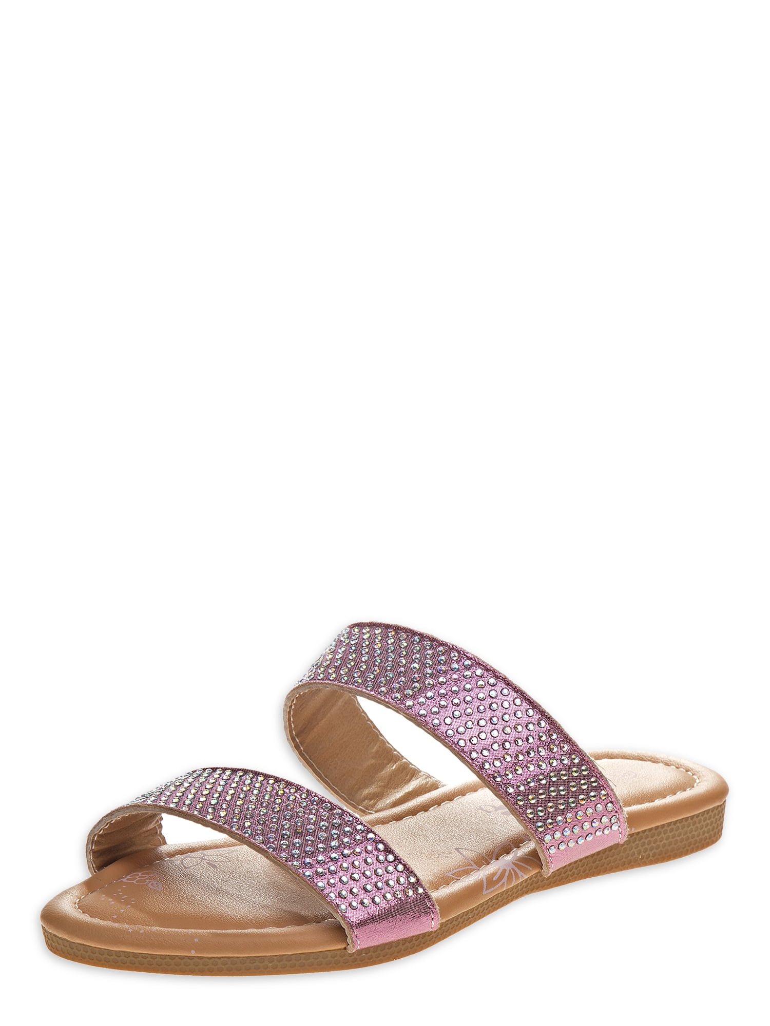 Petalia Perforated Metallic Two-Strap Slide Sandals (Little Girls & Big Girls) - Walmart.com