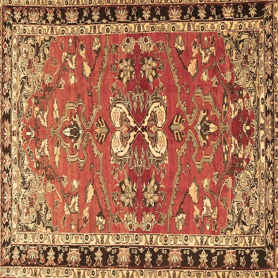 Ahgly Company Indoor Square Persian Brown Traditional Area Rugs, 4' Square