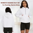 thumbnail image 5 of Xidunhg Women's Hoodies Half Zip Long Sleeve Fleece Lined Crop Pullover Sweatshirts with Pockets Thumb Hole White 2XL, 5 of 10