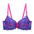 thumbnail image 2 of GEWSEY Women's Push Up Bra Lightly Lined Sexy Floral Embroidery Lace Supportive Bowkont Bras (Blue, 36B), 2 of 7