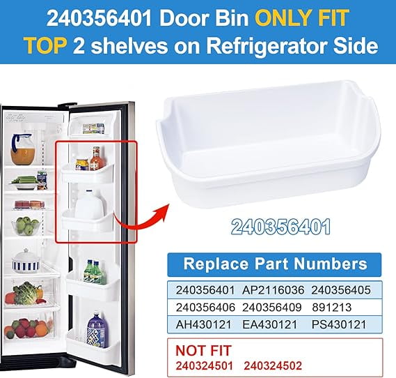 [2 Pack] 240356401 White Refrigerator Door Bin Compatible with Frigidaire – Replacement Door Shelf for FFSS2614QS4A, FFHS2611PFEA, FFHS2622MSYA