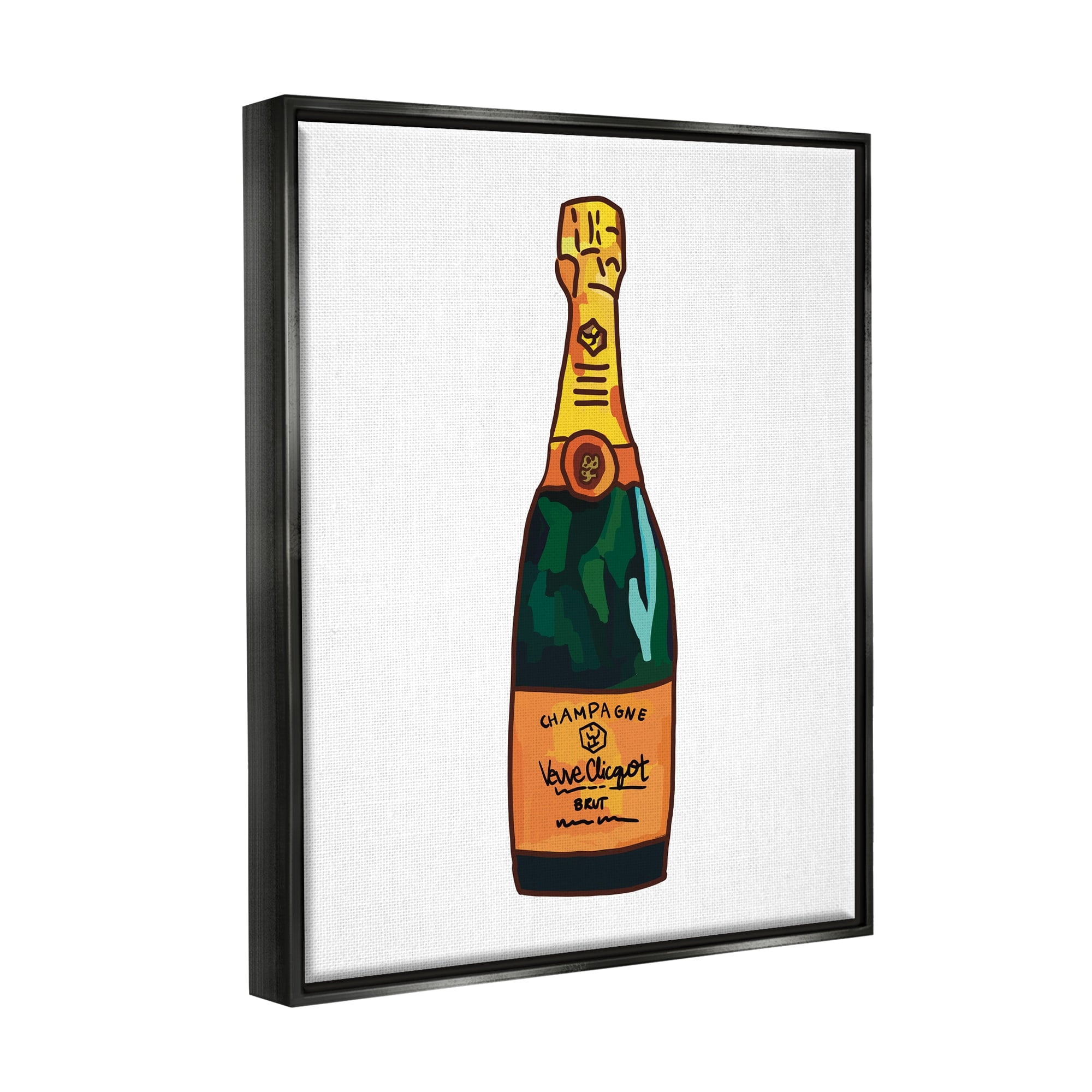 Stupell Industries Classy Champagne Wine Bottle Kitchen Bar Beverage Graphic Art Jet Black Floating Framed Canvas Print Wall Art, Design by Amelia Noyes