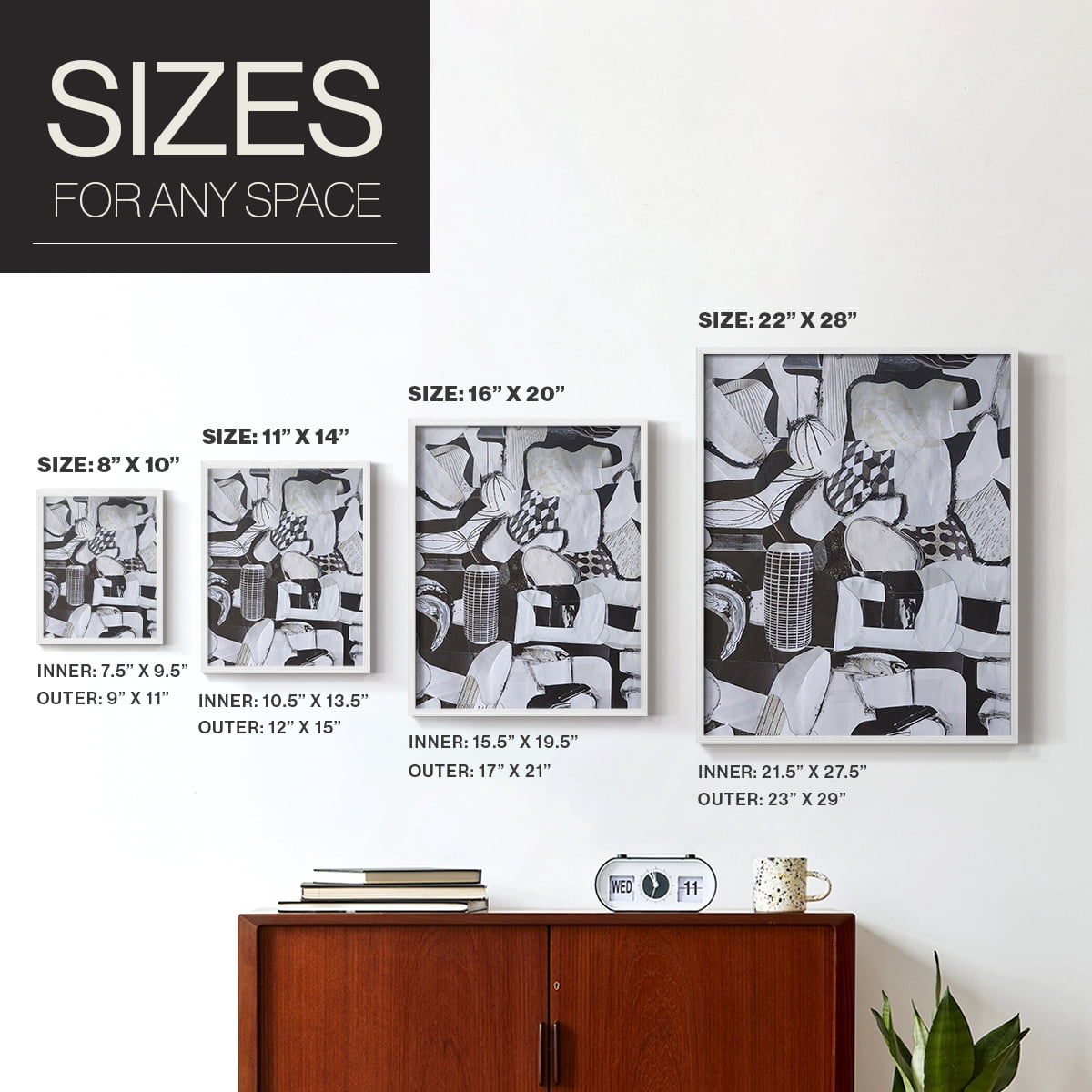 Beverlywood City Forms Framed Print in White Solid Wood Framed Print No Nail Hanging