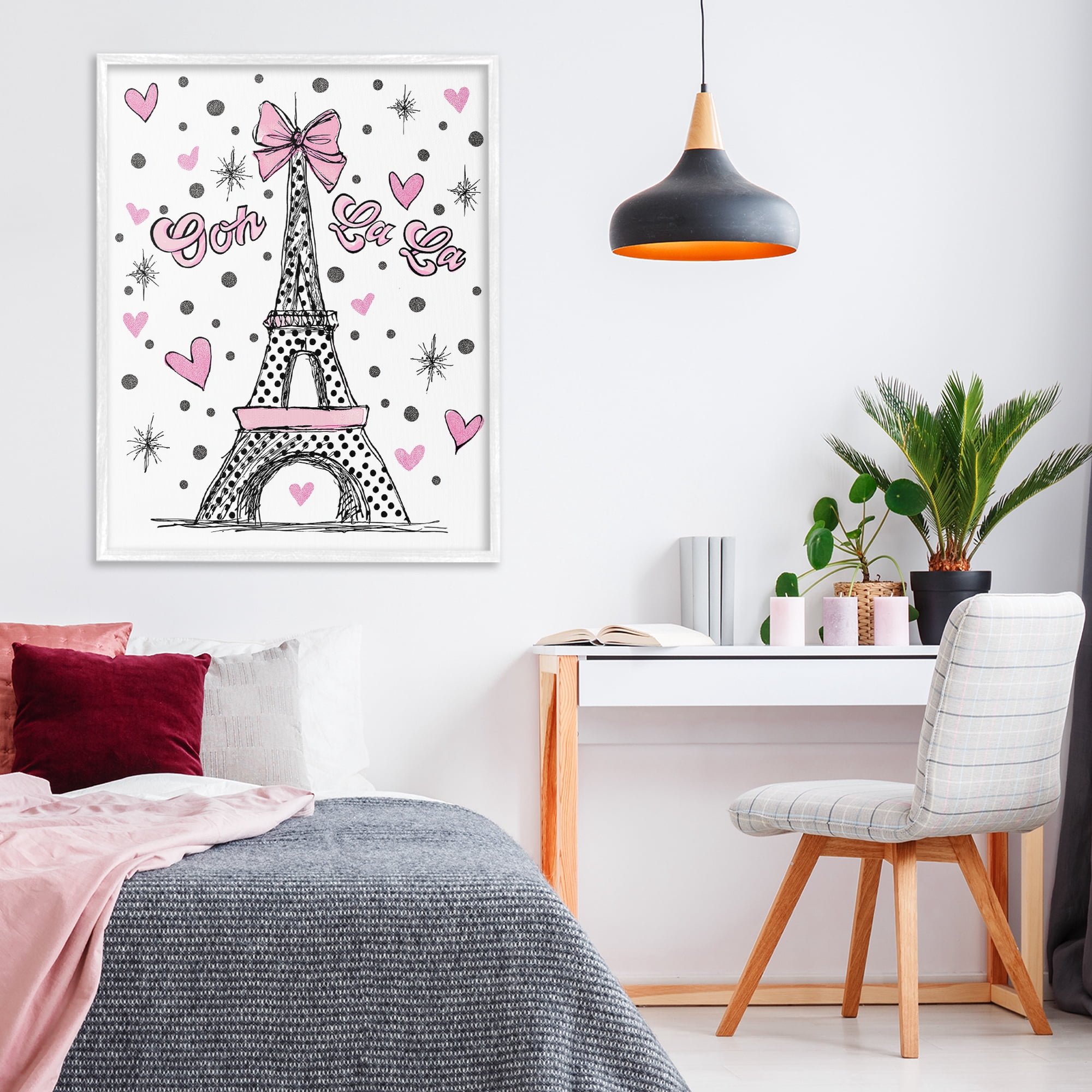 Stupell Industries Ooh La La Polka Dots Eiffel White Framed Giclee Art, design by Jess Stempel