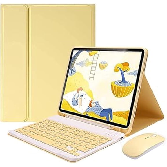 Bluetooth Keyboard Case with Mouse for iPad Air 13" & Pro 12.9" , Yellow