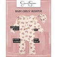 thumbnail image 2 of Jessica Simpson Baby Girls' Romper - One Piece Romper Jumpsuit with Hat or Headband (0-12M), 2 of 7
