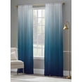 thumbnail image 4 of Navy Blue Ombre Sheer Curtains 108 Inch Length 2 Panels Set Window Treatments, Contemporary Gradient Abstract Art Rod Pocket Semi Curtains for Living Room/Bedroom/Kitchen Décor, 104"W x 108"L, 4 of 7