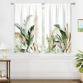 thumbnail image 4 of Tropical Leaves Green Plant Small Kitchen Curtains Summer Window Treatment Botanical Banana Leaf Cafe Short Window Curtains for Bathroom Dining Room Tier Treatment Drapes 27.5x39 inch, 4 of 6