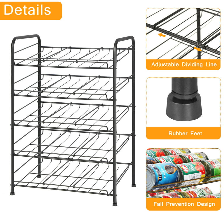 5 Tier Can Rack Organizer Holds up to 60 Cans for food Storage, Kitchen  Cabinet and Pantry,White 