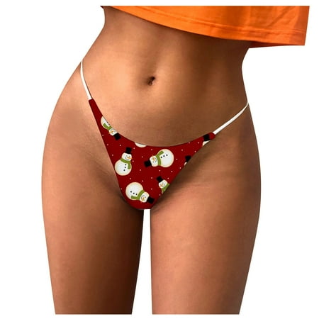 

Qcmgmg Women s Low Rise Breathable Underwear Printing Soft Panties Stretch Thong Sexy G-string XL