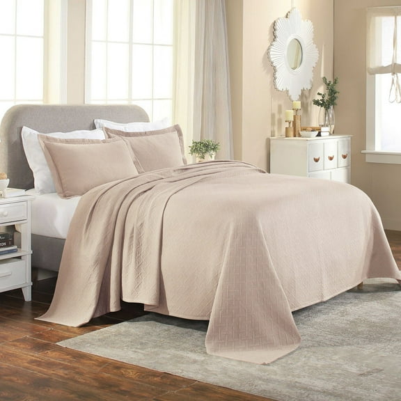 Impressions All-Season Basket Weave Pattern 100% Cotton Oversize Bedspread