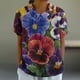thumbnail image 3 of Blusas de Manga Corta para las Mujeres Cuello de Muñeca Lindo Lino Algodón, Impreso Suelto Camiseta para el Uso Casual, Diario Y de Verano, 3 of 4