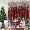 thumbnail image 4 of Shower Curtain 72"W x 72"L Snowman Christmas Trees Pine Leaves Plaid Fabric Shower Curtains Set with Hooks Water Repellent Bathroom Curtains Machine Washable Bathroom Accessories, 4 of 9
