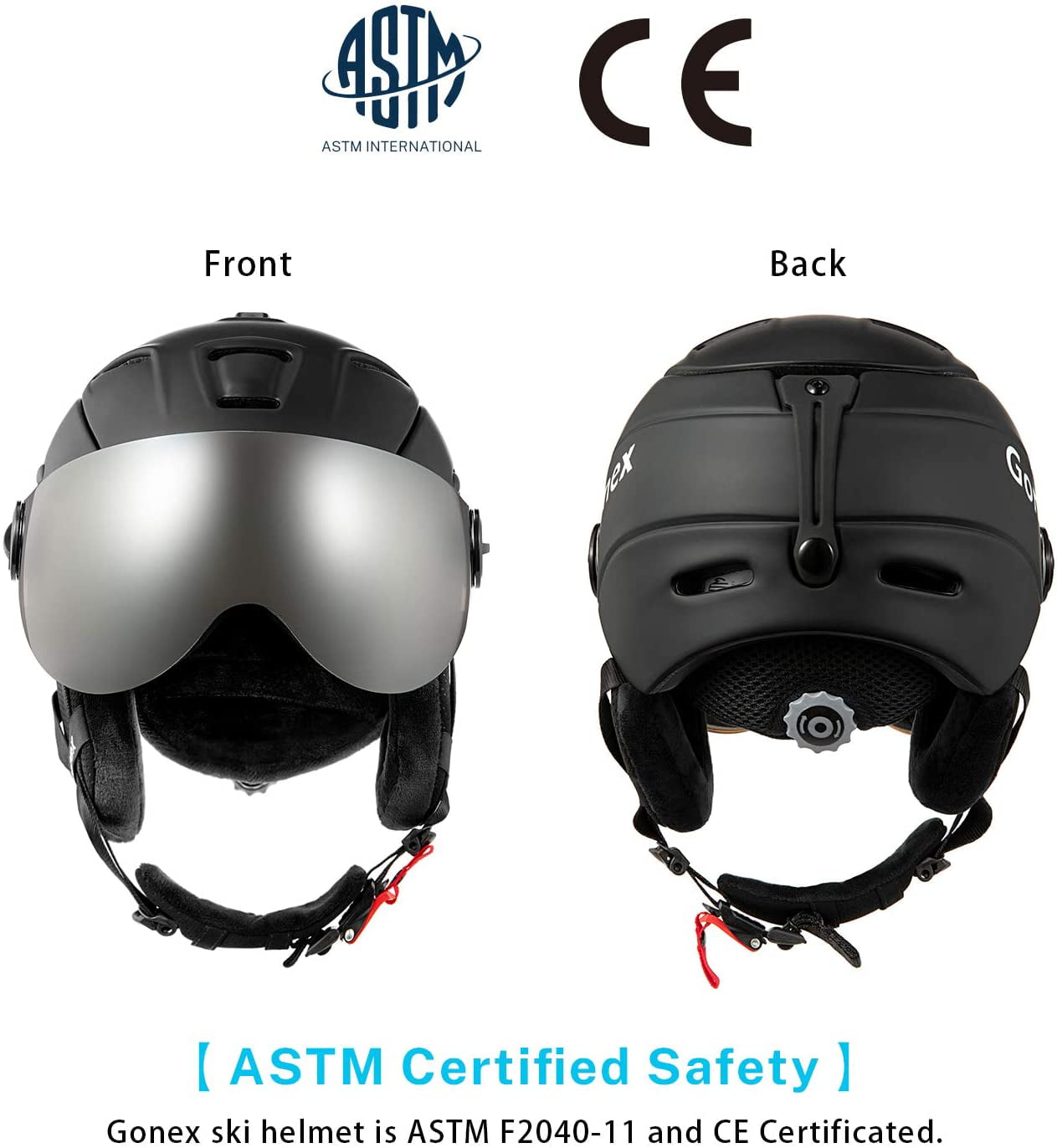 Women Youth ASTM Certified Safety S/M/L/XL Size Gonex Ski Helmet 