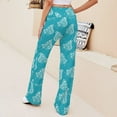 thumbnail image 5 of White Butterflies Teal Background Pattern Women's Wide Leg Pants High Waist Adjustable Knot Loose Casual Trousers Business Work Casual Pants, 5 of 8