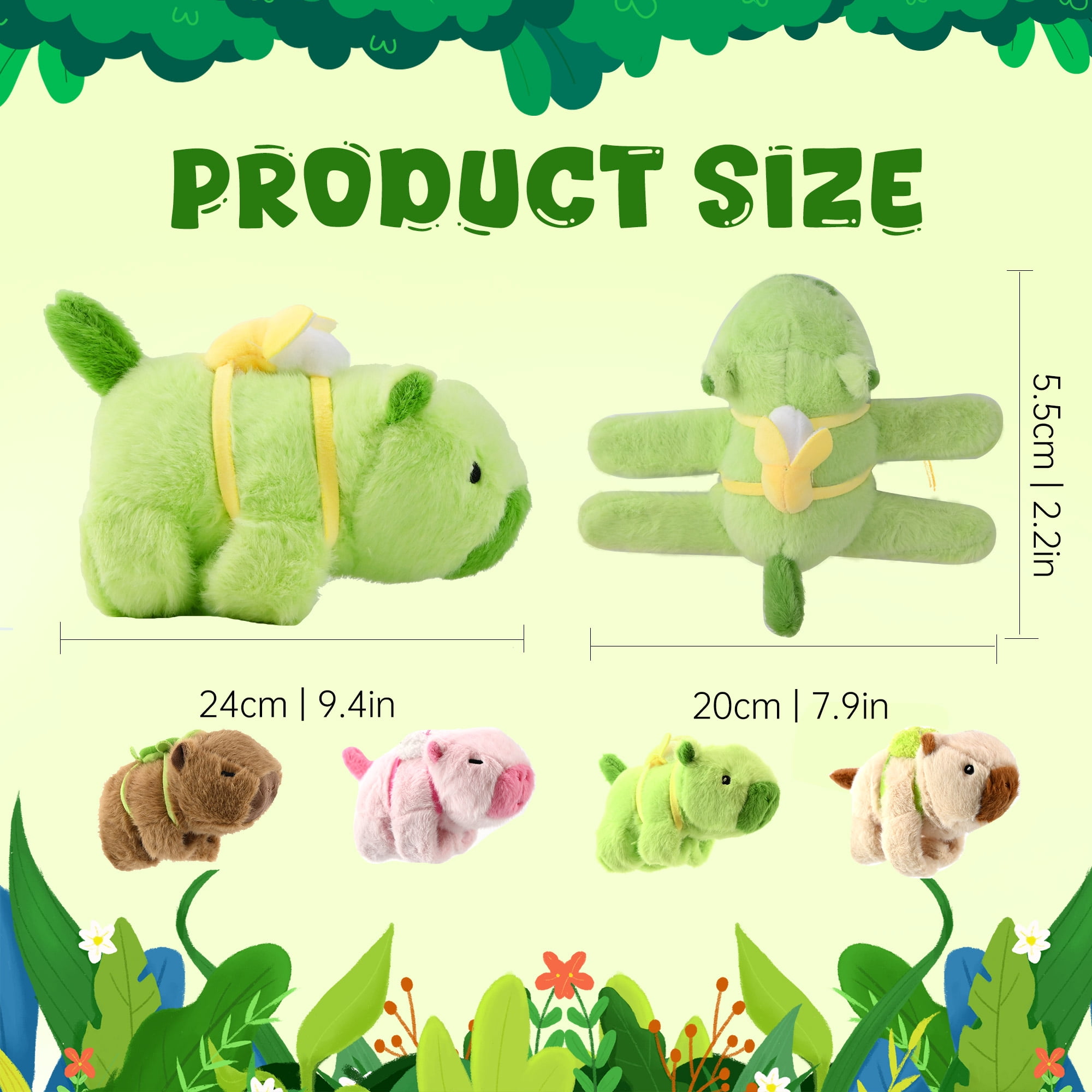 8-Pack 7 inch Cute Capybara Slap Bracelet Plush,Capybara Plush Stuffed Animal with Turtle Backpack Fluffy Plushie Kawaii Stuffy Toy Birthday Gift for Boys Girls Kids Teens Adults