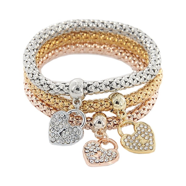 Dijes elegantes para mujer para pulseras, joyas para mujer, colgantes, 3 piezas, pulseras con cadena