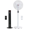 thumbnail image 1 of HOMCOM Tower Fan and 16" Pedestal Fan Set, with Remote Control, Height Adjustable, Tilted Head, Timer, Oscillating Standing Fan, Stand Floor Fans for Bedroom, White, 1 of 7