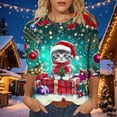 thumbnail image 3 of JTZGDY Womens Christmas Shirts Xmas Funny Printed Crew Neck 3/4 Length Sleeve Tops 2026 Festive Dressy Casual,Plus Size,Christmas Clothes for Women,Holiday Basic Tee,Tunic Tops Pullovers, 3 of 8