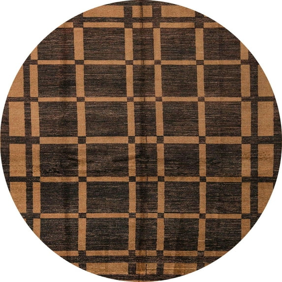 Ahgly Company Machine Washable Indoor Round Abstract Red Fox Red Area Rugs, 5' Round