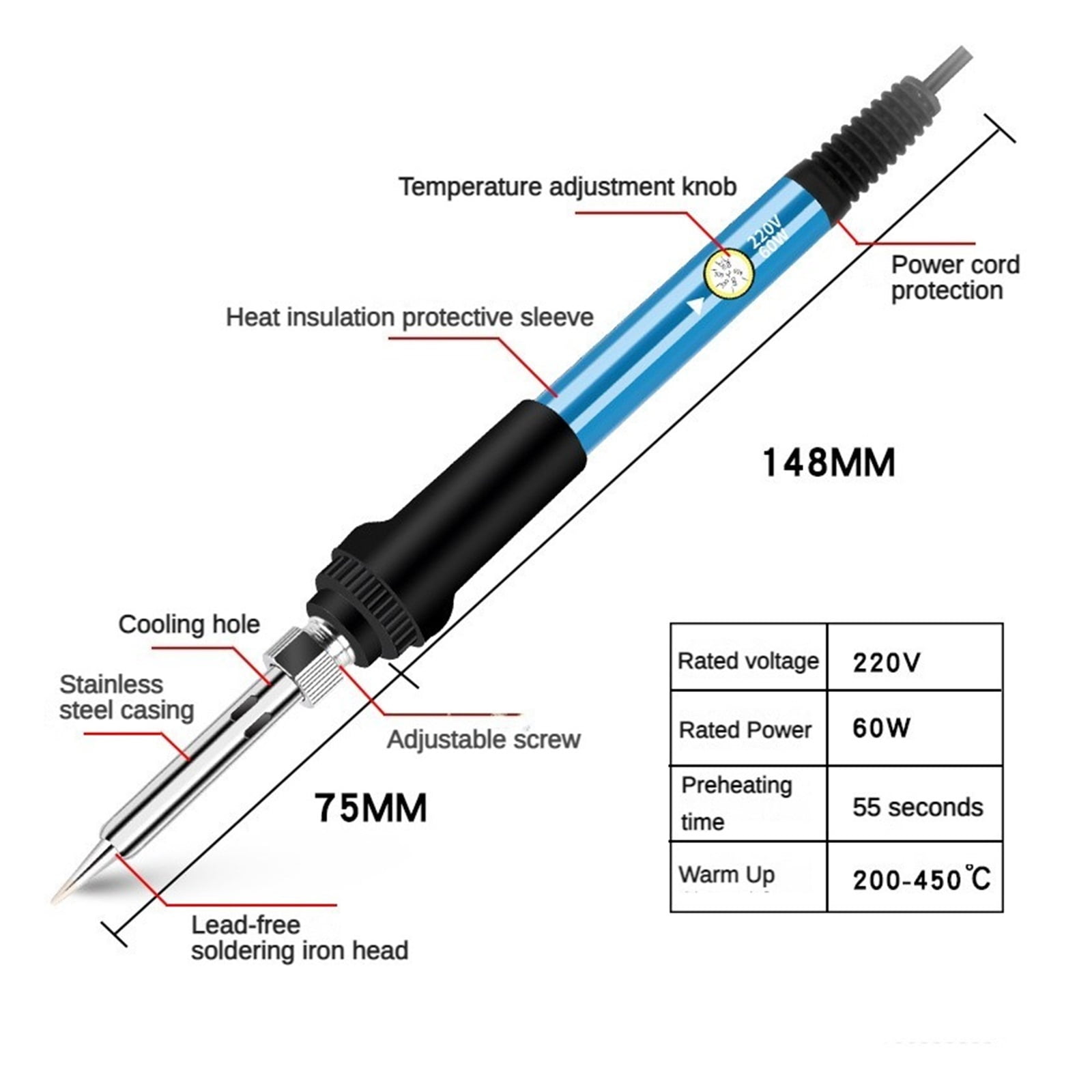 Electric Soldering Iron,Temperature Electric With Display Handle Professional Temperature Inner-heated Adjustable Pen Tools, Soldering Iron Welding