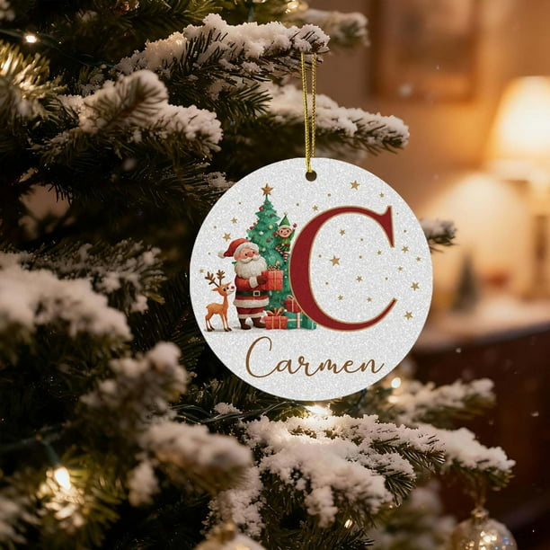 Adornos navideños, 26 letras, adornos colgantes para árbol de Navidad, adornos navideños personalizados, adornos navideños DIY, decoración navideña, decoración colgante para árbol de Navidad, artículo