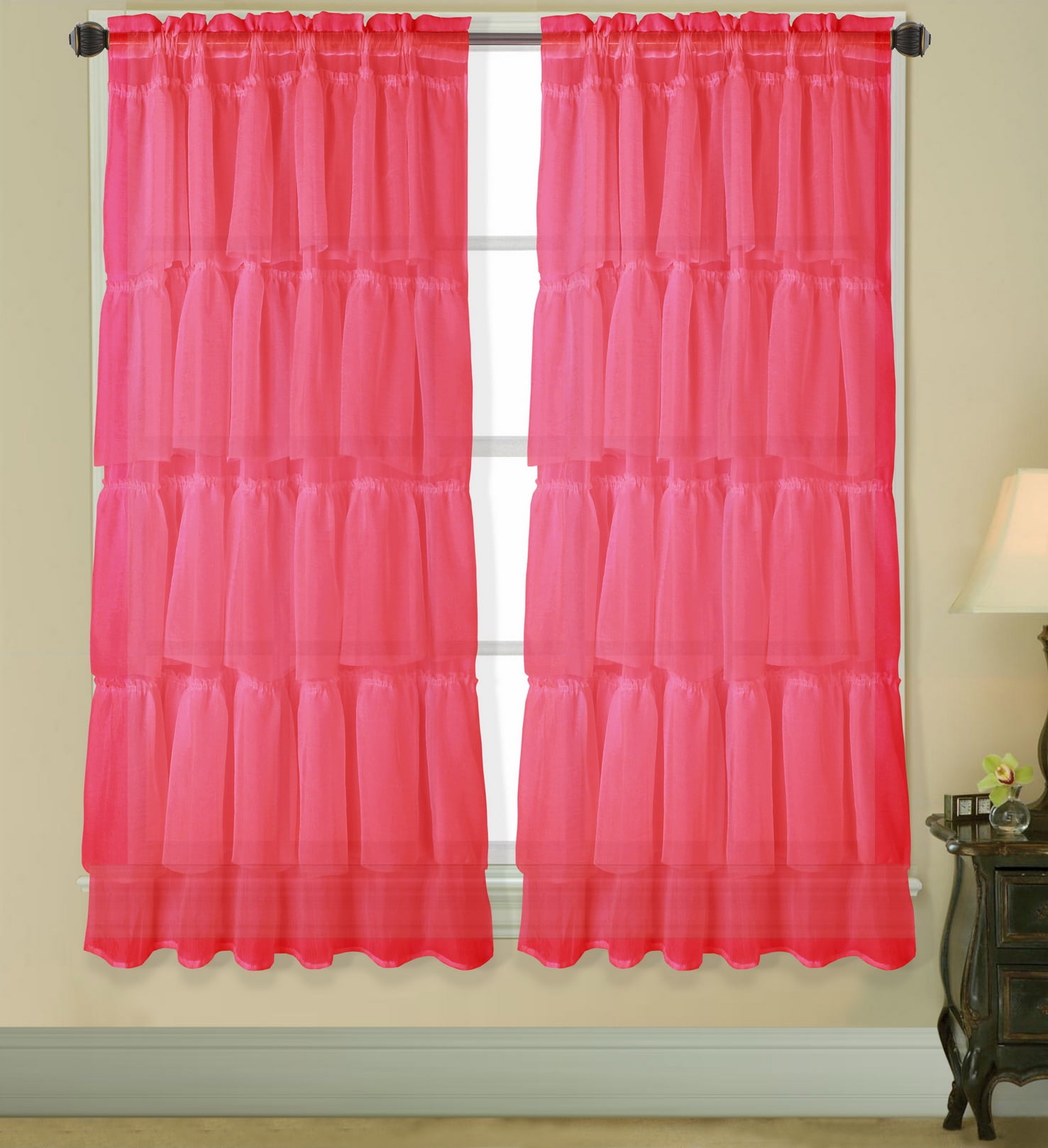 Gypsy Crushed Voile Cascading Layer 60" x 84" Window Curtain Panel 5 Colors 