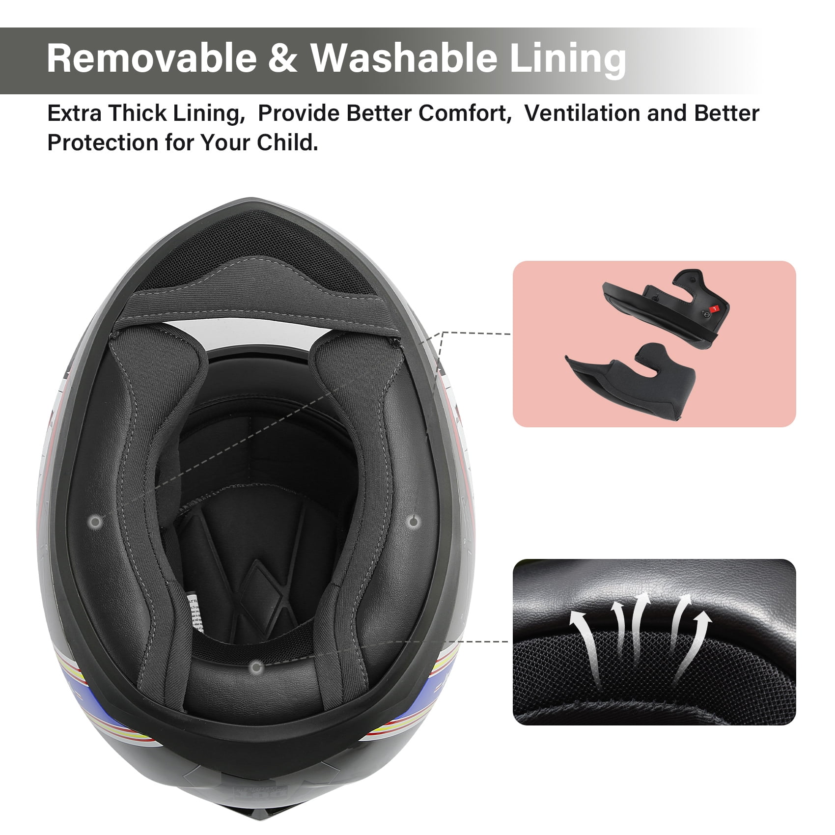 TCMT DOT Full Face Helmet for Kids & Youth Flip Up Visor for Motorcycle Atv Mx Motocross Offroad Street Dirt Bike Gray Youth XXL Size