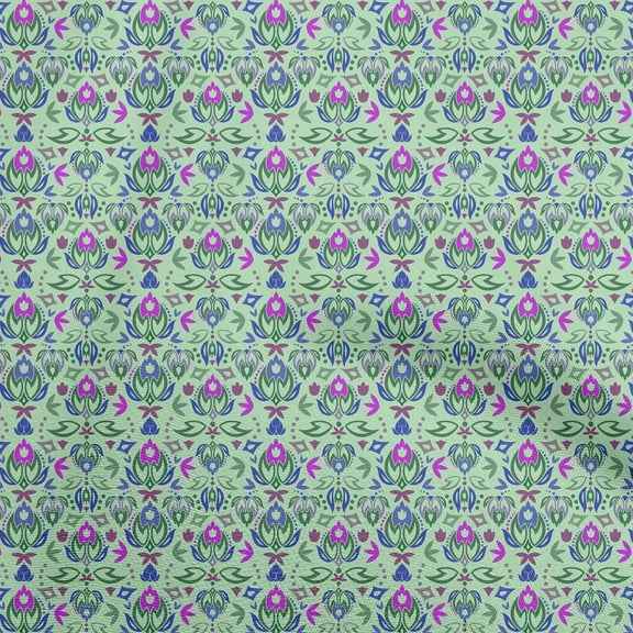 oneOone Polyester Spandex Mint Green Fabric Asian Suzani Dress Material Fabric Print Fabric By The Yard 56 Inch Wide