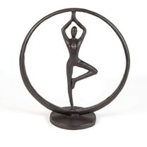 Danya B. Yoga Tree Circle Cast Iron Sculpture Modern Art Shelf Décor and Gift for Yoga and Meditation Lovers for Home Office, Yoga Studio or Home Decoration Statement Piece