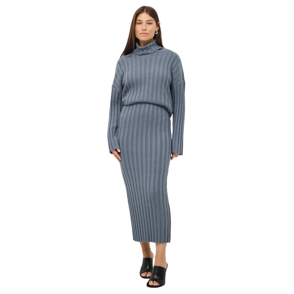 ellos Plus Size Wide Ribbed Maxi Sweater Skirt