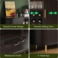 thumbnail image 5 of Aisword 55" Wine Bar Cabinet with Storage, Fluted Liquor Coffee Bar Cabinet with LED Lights, Buffet Sideboard, Brown, 5 of 7