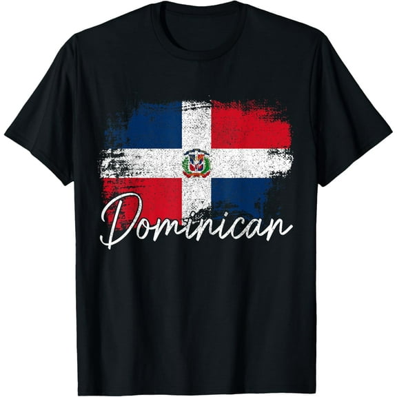 t-shirt Dominican Republic Vintage Flag Dominican Pride Roots T-ShirtMen and women can wear, black T-shirts, gifts. Age: M,L,XL 2XL, 3XL, 4XL