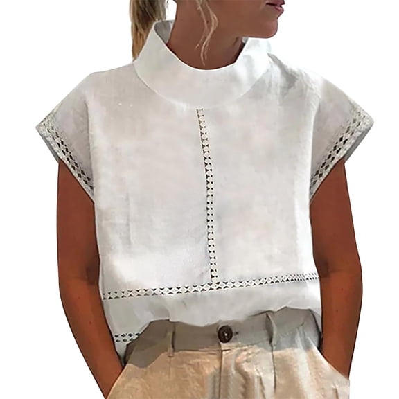 Gbsyewxs Shirts For Women Hollow Out Crew Neck Short Sleeve Solid Color Casual Summer Womens T Shirt White