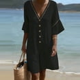 thumbnail image 2 of Jumpsuits for Women Casual Summer Rompers Fashion Solid V-Neck Short Sleeve Beach Vacation Pockets Button Short Jumpsuit, 2 of 8