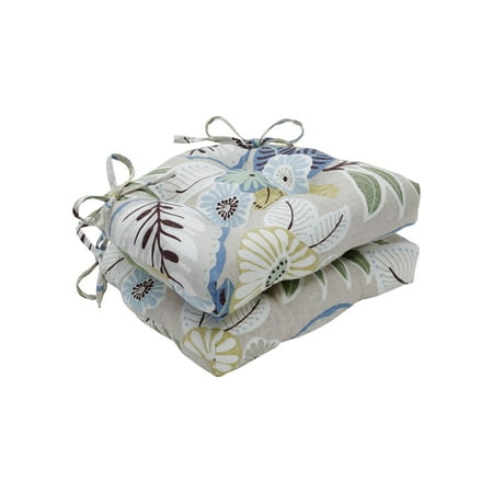 - Pillow Perfect Indoor Tracey Beachcomber Reversible Chair Pad - Set of 2