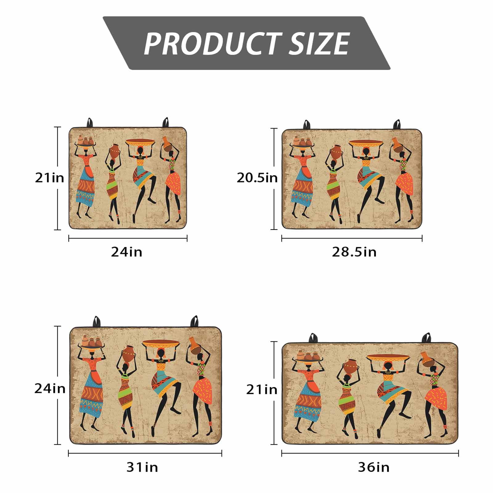 Brown Boho Stove Top Cover for Electric Stove, Heat-proof & Non Slip Glass Top Stove Cover Protector, Farmhouse Vintage Ethnic African Women Kitchen Flat Cooktop Rubber Mat 24x21 Inches