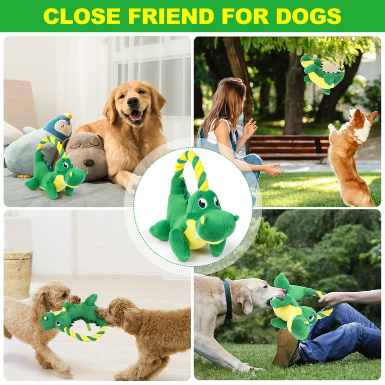 Kitsin Squeaky Dog Toys, Plush Dog Toy, Dinosaurs Shape Dog Chew