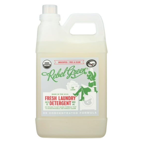Rebel Green Unscented Organic Laundry Detergent 64 fl Ounce (Pack of 4)