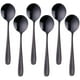 thumbnail image 1 of Cucharas de sopa de 7 pulgadas, 6 piezas de cucharas de caldo Baikai, juego de 6 cucharas de mesa con acabado de acero inoxidable 18/10 (negro), 1 of 4