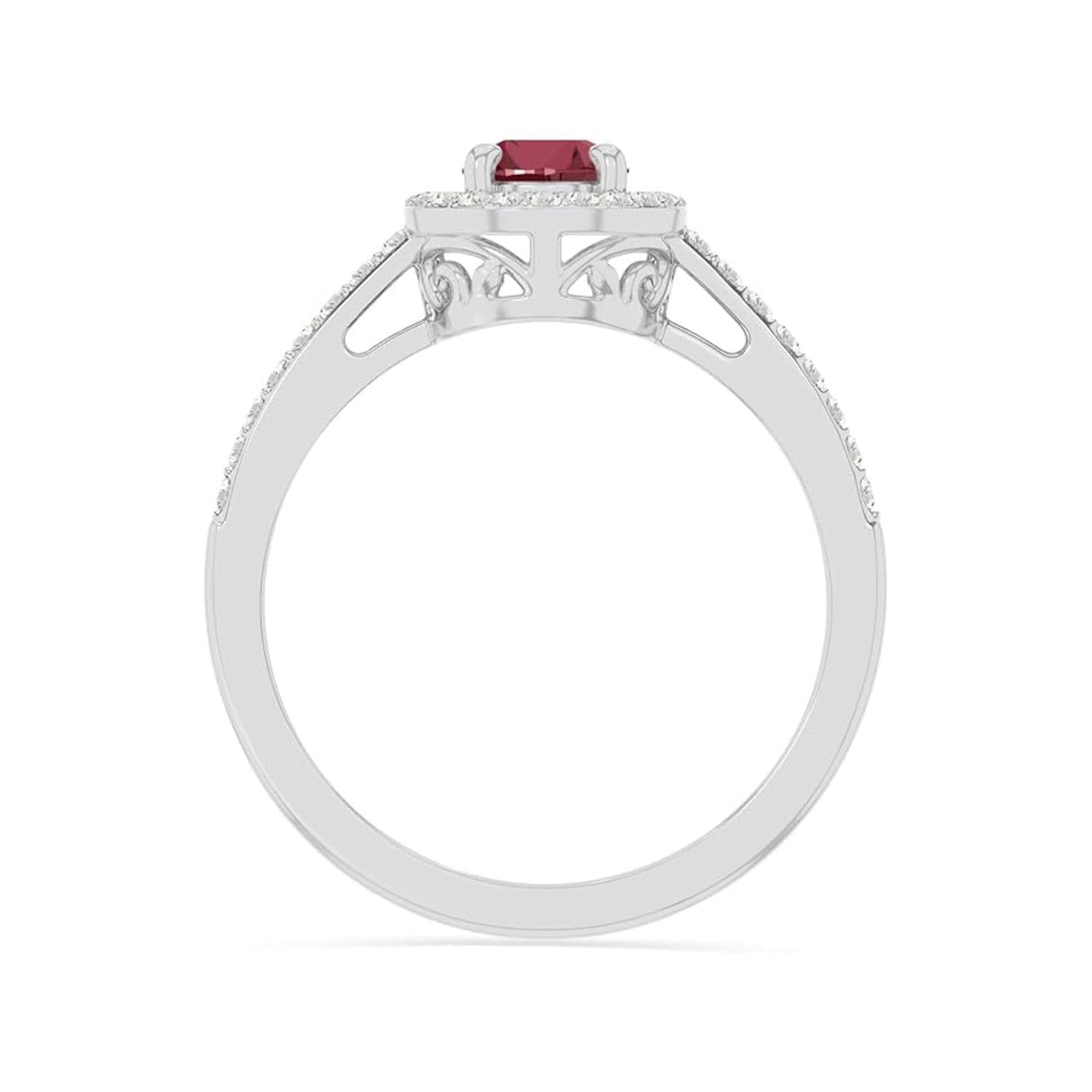 925 Sterling Silver Round 0.80 Ctw Ruby Gemstone Halo Women Engagement Ring, Wedding, Anniversary Bridal Rings, Gift For Her_8