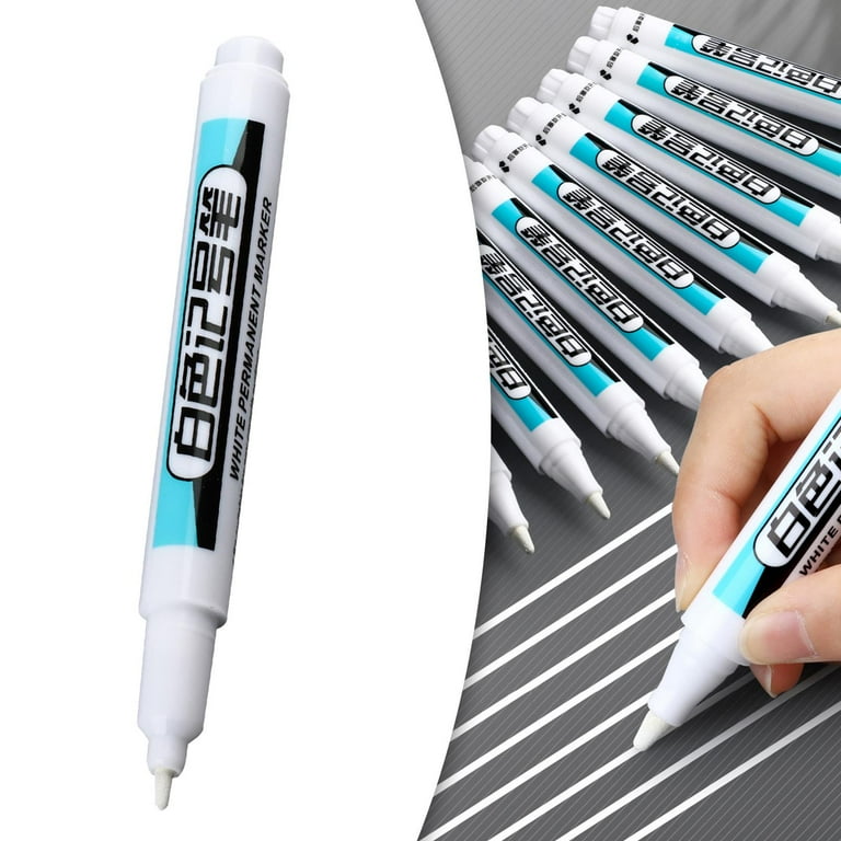 Permanent White Marker Paint Pen Hardware Water Resistant Metal DIY Crafts Drawing Carpentry Construction Rock Painting Bathroom Marker Pen , 1.0mm