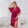 thumbnail image 6 of XBASW Women Satin Nightgowns Short Sleeve Ice Silk Sleepwear V Neck Pajamas Dresses Summer Nightdress S-XL, 6 of 12