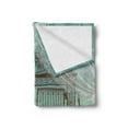 thumbnail image 2 of Retro Soft Flannel Fleece Blanket, Old Gate and Curtain Composition on Checkered Floor Digital Computer Graphics, Cozy Plush for Indoor and Outdoor Use, 50" x 60", Teal Brown White, by Ambesonne, 2 of 5