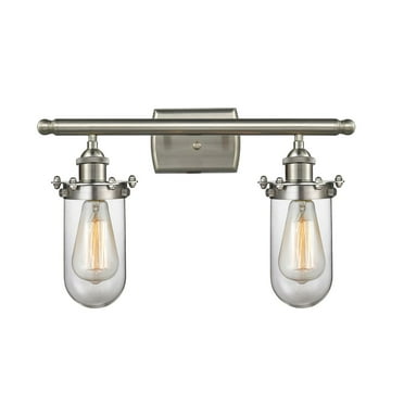 Kingsbury Brushed Satin Nickel Two-Light LED Bath Vanity with Clear Globe Glass